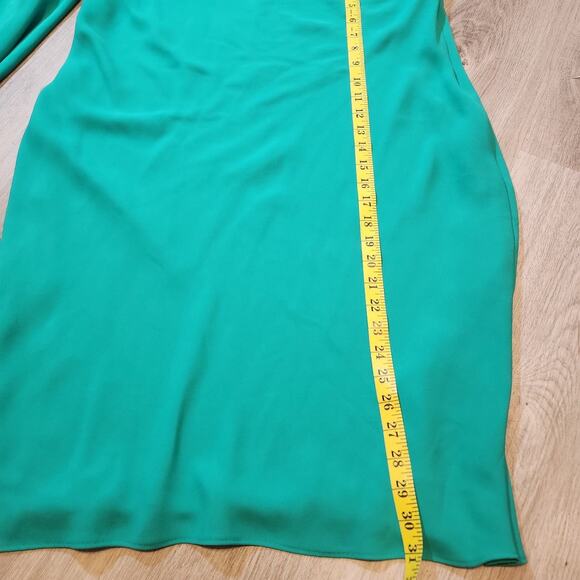 Lauren Ralph Lauren Womens Georgette Gathered Cocktail Party Dress Green Size 14 - Picture 7 of 9